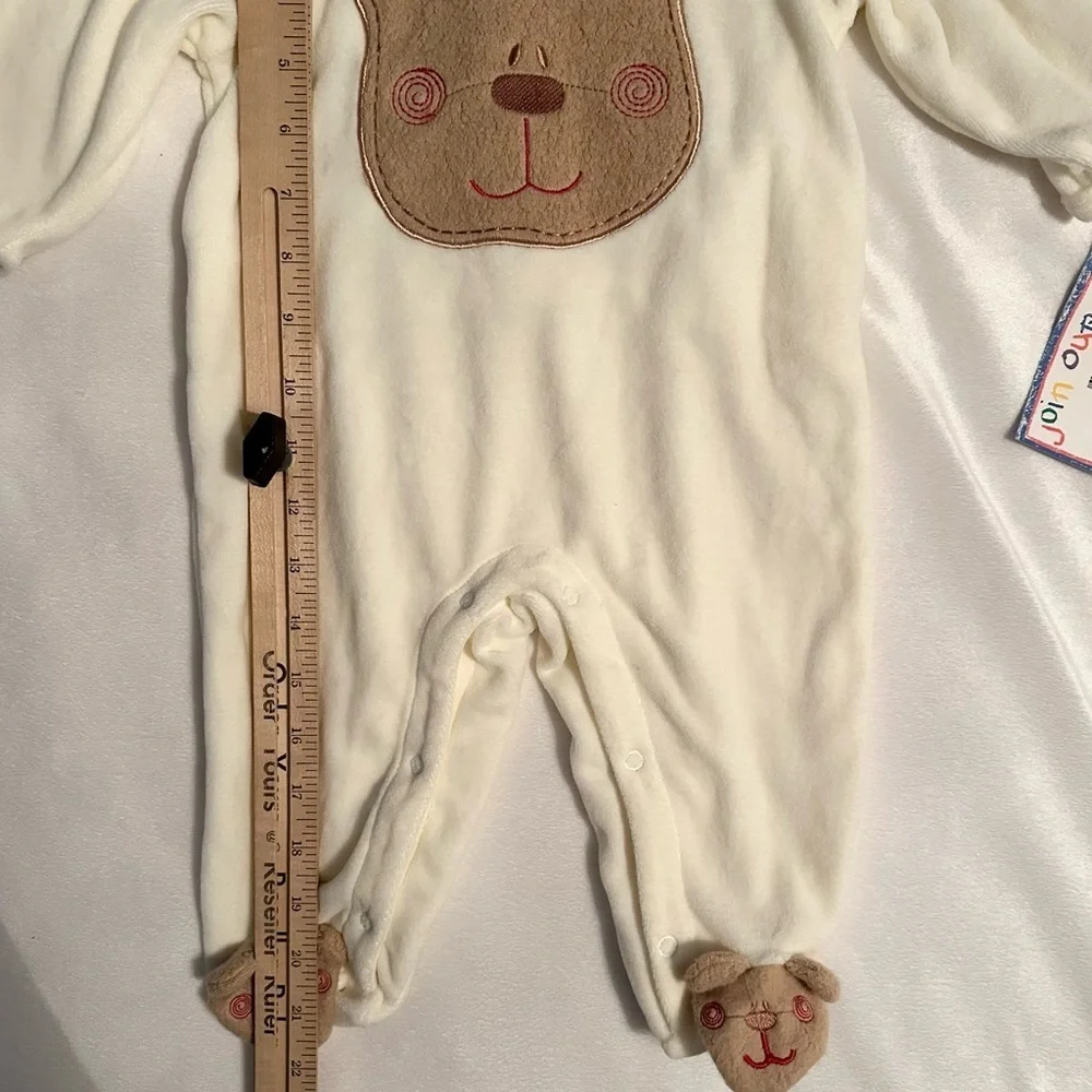 Franco Cotton Club Baby Sleeper 6M Dog Bear Animal Footie Pajama NWT Ivory